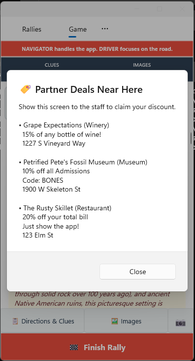 Partner Deals screen in the FundayDrive app